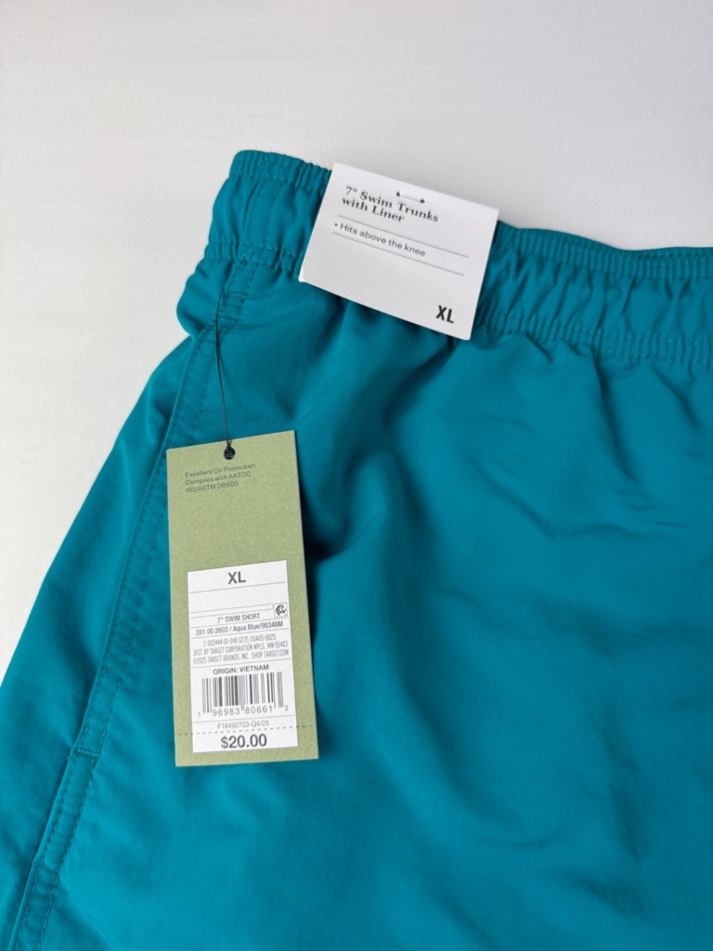 Goodfellow Turquoise Swim Trunks XL NWT 7” Inseam Lined Men’s Swim Shorts - Picture 2 of 7